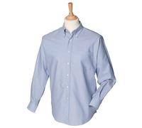 Henbury Long Sleeve Oxford Shirt Classic Fit Wrinkle Resistant Cotton Polyester