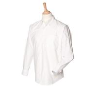 Henbury Long Sleeve Oxford Shirt Classic Fit Wrinkle Resistant Cotton Polyester