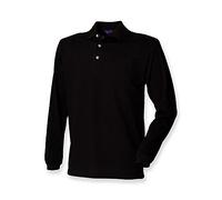 Henbury Long Sleeve Classic Pique Polo Shirt : Color Black : Size M