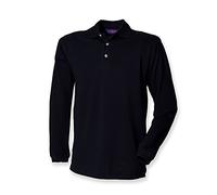 Henbury Long Sleeve Classic Pique Polo Shirt : Color - Navy : Size - L
