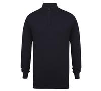 (XS, Navy) Henbury Mens 1/4 Zip Long Sleeve Jumper