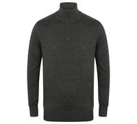 Henbury Mens 1/4 Zip Long Sleeve Jumper (M) (Grey Marl)