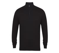 Henbury Mens 1/4 Zip Long Sleeve Jumper (4XL) (Black)