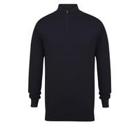 (XS, Navy) Henbury Mens 1/4 Zip Long Sleeve Jumper