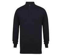 Henbury Mens 1/4 Zip Long Sleeve Jumper (S) (Navy)