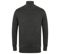 Henbury Mens 1/4 Zip Long Sleeve Jumper (XL) (Grey Marl)