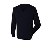 Henbury Mens 12 Gauge Fine Knit V-Neck Jumper/Sweatshirt (4XL) (Navy)