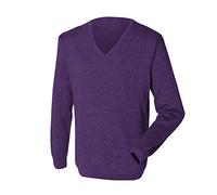 Henbury Mens 12 Gauge Fine Knit V-Neck Jumper/Sweatshirt (S) (Purple)
