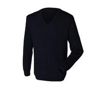 Henbury Mens 12 Gauge Fine Knit V-Neck Jumper/Sweatshirt (2XS) (Navy)