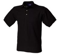 Henbury Mens 2XL Black Ottoman Stripe Collar & Cuffs Polo Shirt
