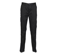 Henbury Mens 65/35 Flat Fronted Chino Trousers (38R) (Black)
