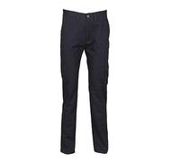 Henbury Mens 65/35 Flat Fronted Chino Trousers (30R) (Navy)