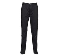 Henbury Mens 65/35 Flat Fronted Chino Trousers (34L) (Black)