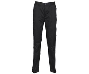 Henbury Men's 65/35 Flat Fronted Chino Trousers Black 38/R