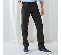 Henbury Men's 65 35 Flat Fronted Chino Trousers in Black | Size: 32R Henbury Black 32R