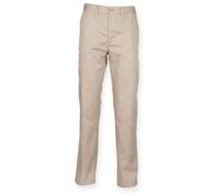 Henbury Men's 65 35 Flat Fronted Chino Trousers in Stone | Size: 32L Henbury Stone 32L