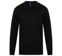 Henbury Men's Acrylic V Neck Sweatshirt in Black | Size: 2XL Henbury Black 2XL