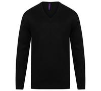 Henbury Men's Acrylic V Neck Sweatshirt in Black | Size: Medium Henbury Black M