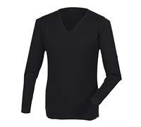 Henbury Mens Cashmere Touch Acrylic V-Neck Jumper/Knitwear (M) (Black)