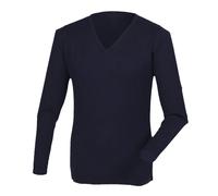 Cashmere Touch Acrylic V-Neck Jumper Knitwear Henbury Navy M
