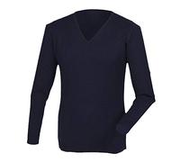 Henbury Mens Cashmere Touch Acrylic V-Neck Jumper/Knitwear (XS) (Navy)