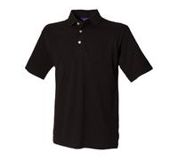 Henbury Men's Classic Cotton Pique Heavy Polo Shirt in Black | Size: Medium Henbury Black M