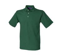 Henbury Men's Classic Cotton Pique Heavy Polo Shirt in Bottle Green | Size: Medium Henbury Bottle Green M