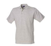 Henbury Men's Classic Cotton Pique Heavy Polo Shirt in Grey | Size: Small Henbury Grey S