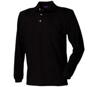 Henbury Mens Classic Plain Long Sleeve Cotton Polo Shirt Szs S-2XL RW618
