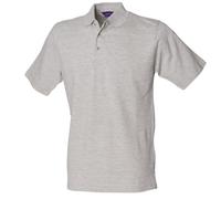 Henbury Mens Classic Plain Polo Shirt With Stand Up Collar (2XL) (Heather Grey)