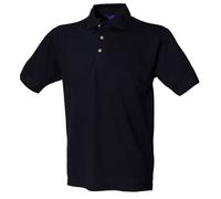 Henbury Mens Classic Plain Polo Shirt With Stand Up Collar (3XL) (Navy)