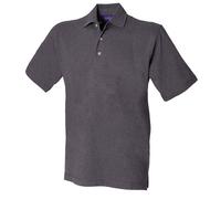 Classic Plain Polo Shirt With Stand Up Collar Henbury Charcoal M
