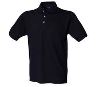 Classic Plain Polo Shirt With Stand Up Collar Henbury Navy XXL