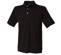 Henbury Mens Classic Plain Polo Shirt With Stand Up Collar (XL) (Black)