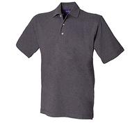 Henbury Mens Classic Plain Polo Shirt With Stand Up Collar (XL) (Charcoal)