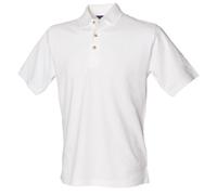 Henbury Mens Classic Plain Polo Shirt With Stand Up Collar (XS) (White)