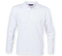 Henbury Men's Coolplus Moisture Wicking Long Sleeve Polo Shirt in White | Size: 2XS Henbury White 2XS