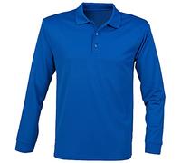 Henbury Mens Coolplus Moisture Wicking Long Sleeve Polo Shirt (S) (Royal)