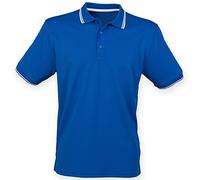 Henbury Mens Coolplus Moisture Wicking Short Sleeve Polo Shirt (L) (Royal/White)