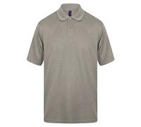 Henbury Men's Polo Shirt Coolplus® Pique – Wicking Breathable – XL Heather Grey