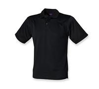 Henbury Mens Coolplus Wicking Pique Polo Shirt Black XXL