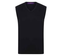 Henbury Men's Cotton Acrylic V Neck Sleeveless Sweatshirt in Black | Size: Medium Henbury Black M