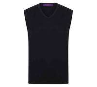 Henbury Men's Cotton Acrylic V Neck Sleeveless Sweatshirt in Black | Size: 4XL Henbury Black 4XL