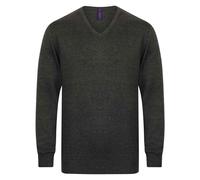 Henbury Men's Cotton Acrylic V Neck Sweatshirt in Grey | Size: 4XL Henbury Grey 4XL