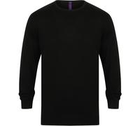 Henbury Mens Crew Neck 12 Gauge Fine Knit Jumper/Sweatshirt (XL) (Black)