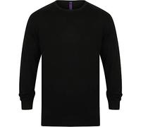 Henbury Mens Crew Neck 12 Gauge Fine Knit Jumper/Sweatshirt (L) (Black)