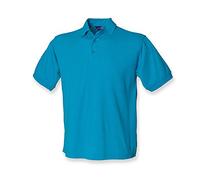 Henbury Men's Heavy Pique Short Sleeve Polo Shirt Turquoise XL