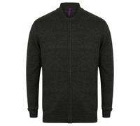Henbury Men's Knitted Bomber Jacket in Grey | Size: XS Henbury Grey XS