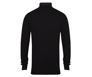 Henbury Mens Knitted Roll Neck Jumper (XS) (Black)