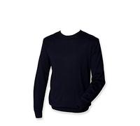 Henbury Mens Lightweight Cotton Acrylic Crew Neck Sweater Navy XL